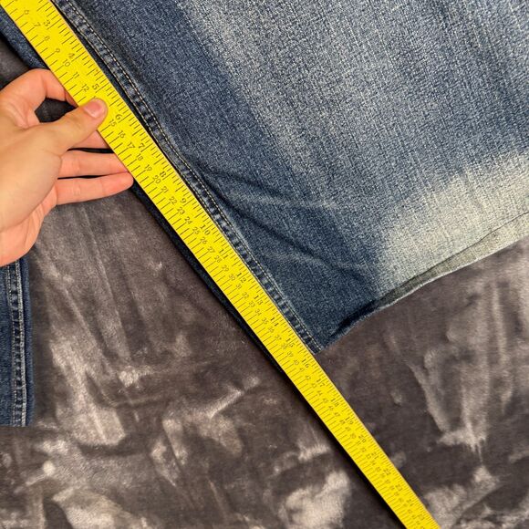 Vintage Y2K RoadBlock Jean Faded Dark Washed Wide Shorts Jorts Size 44 - Picture 4 of 7